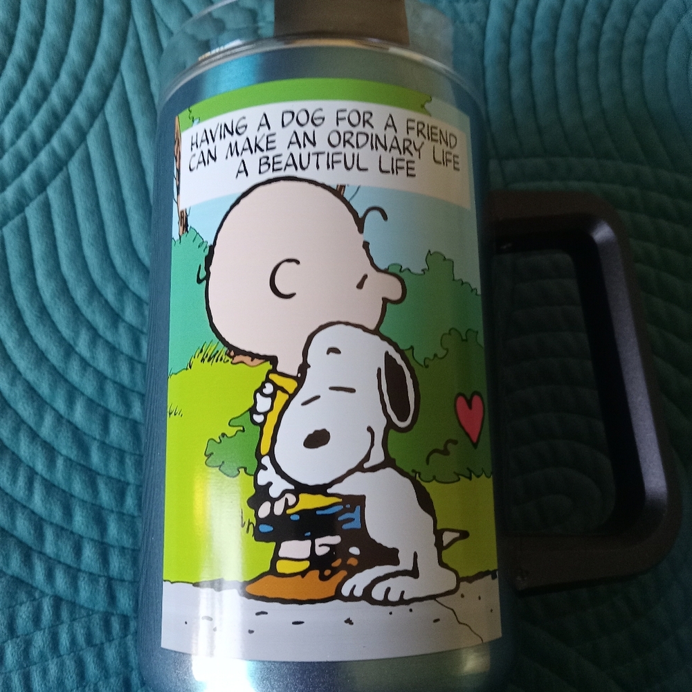 Peanuts Snoopy 40 oz TUMBLER Travel Mug Double Wall New Friends - Picture 3 of 7